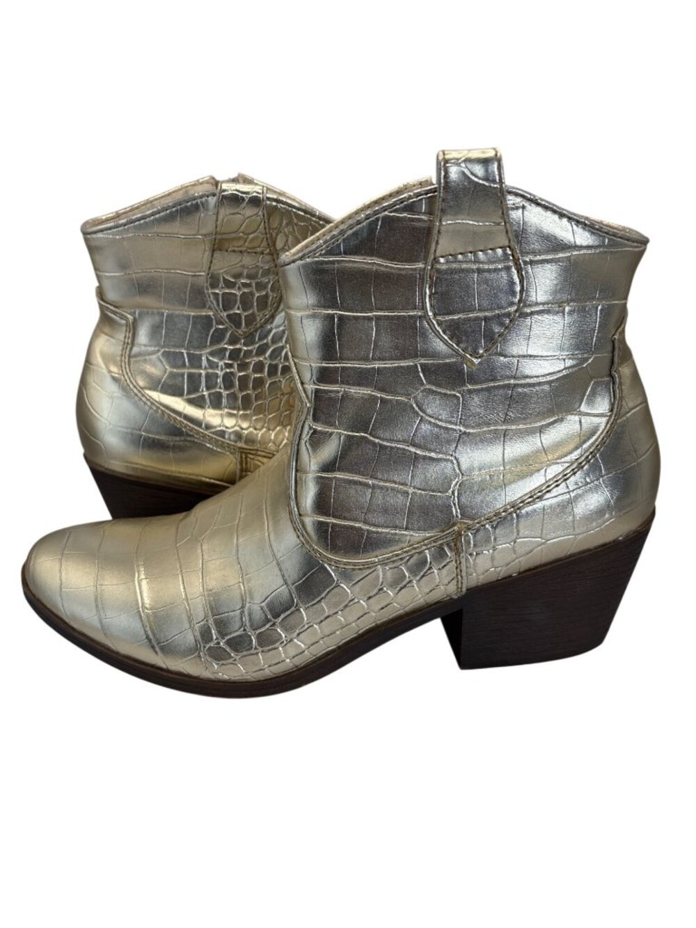 True Craft Low Shaft Ankle Cowboy Cowgirl Western Boot Croc Gold Size 8.5